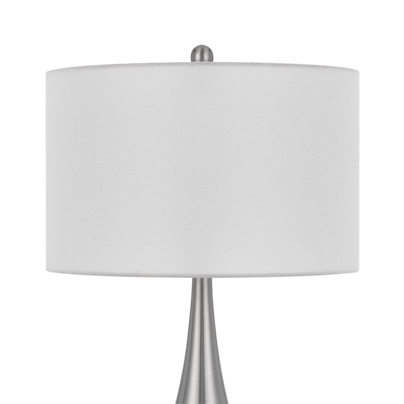 Ege Table Lamp Set of 2- Teardrop Brushed Steel Base- White Shade