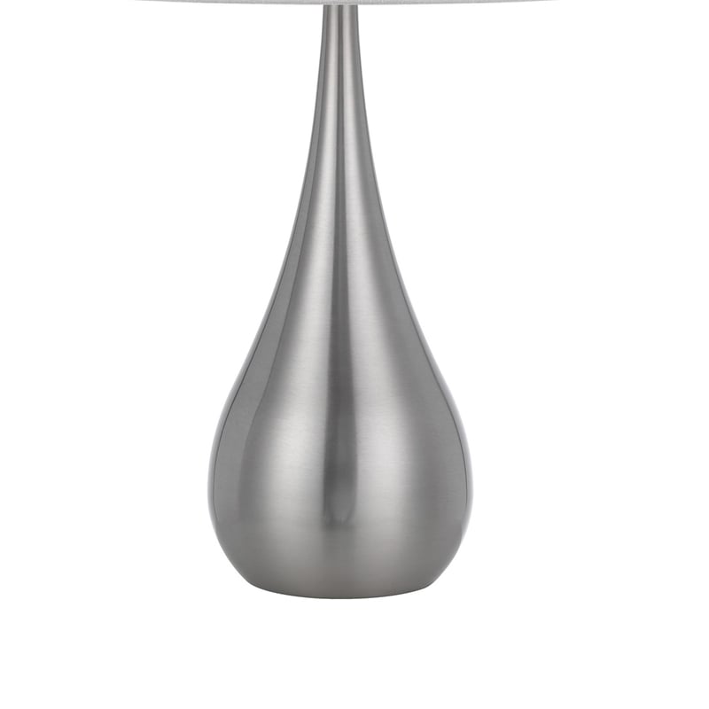 Ege Table Lamp Set of 2- Teardrop Brushed Steel Base- White Shade