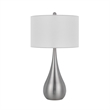 Ege Table Lamp Set of 2- Teardrop Brushed Steel Base- White Shade