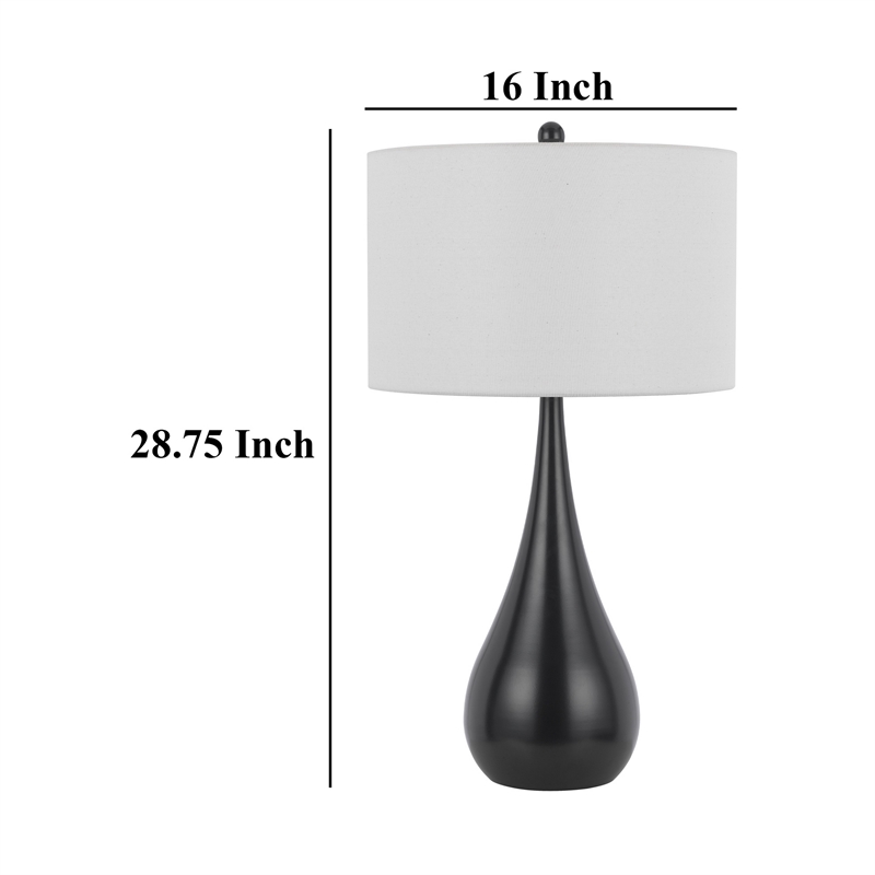 Ege Table Lamp Set of 2- Teardrop Bronze Metal Base- White Shade