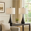 Ege Table Lamp Set of 2- Teardrop Bronze Metal Base- White Shade