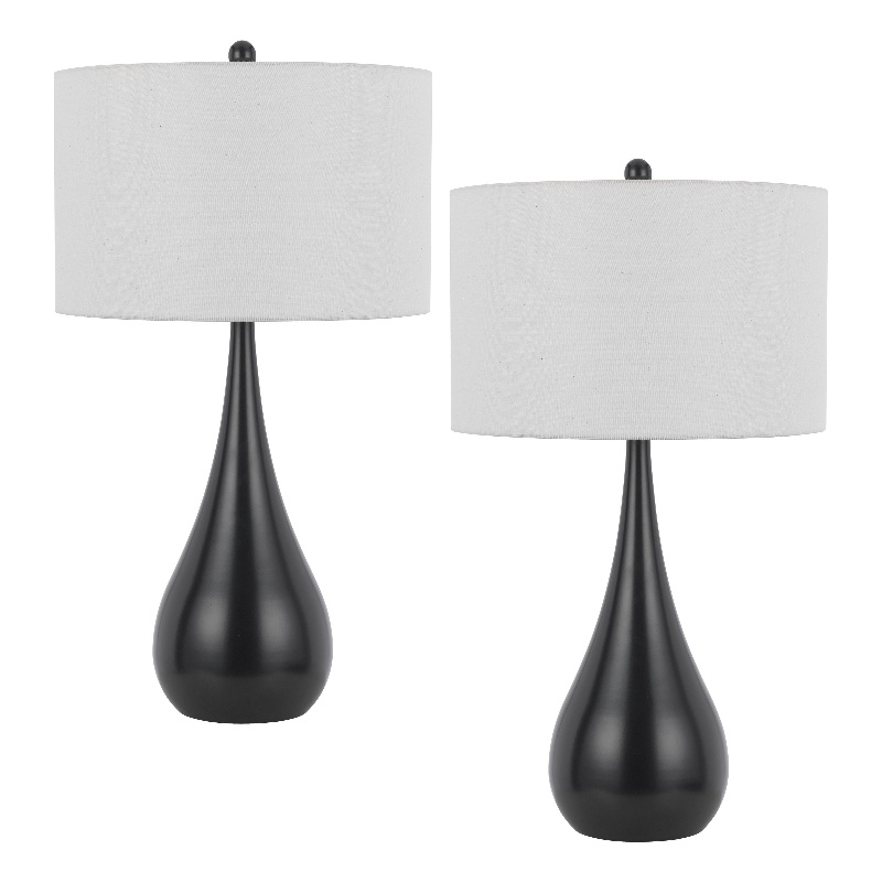Ege Table Lamp Set of 2- Teardrop Bronze Metal Base- White Shade