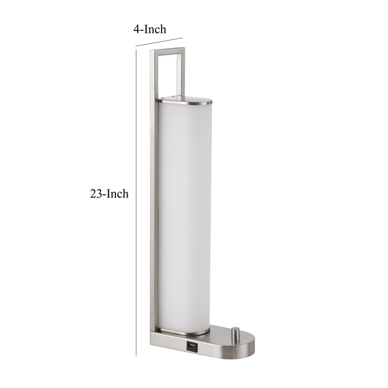Mora Table Lamp- 2 USB Ports- Dimmer LED Light- Chrome Steel 23 Inch