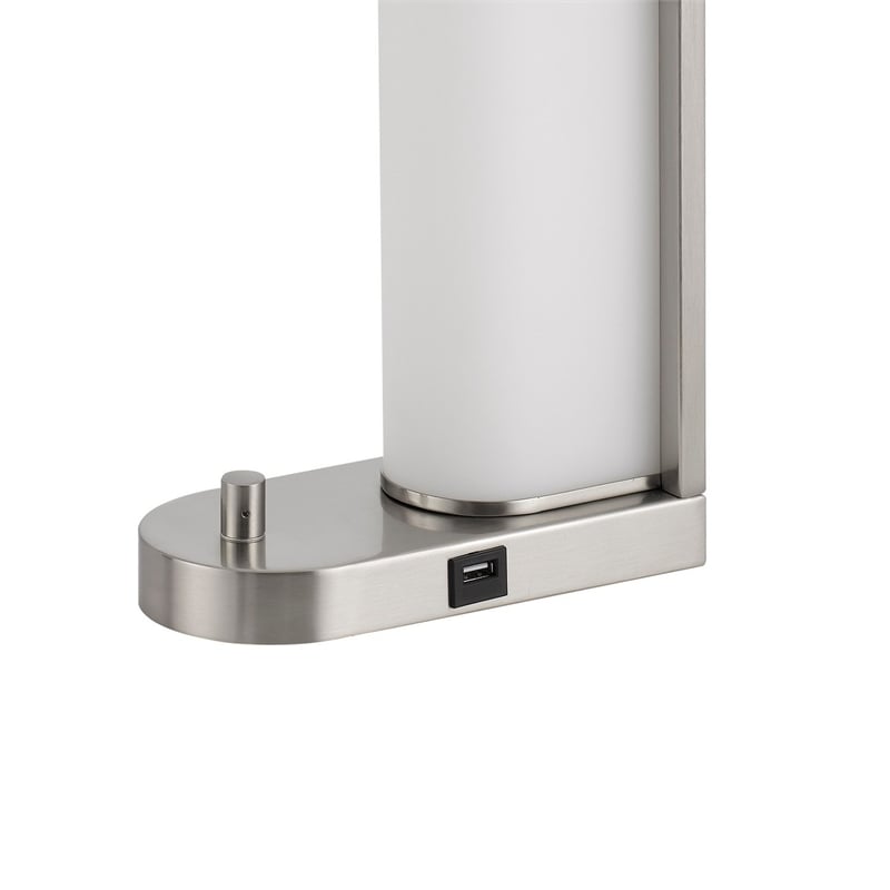 Mora Table Lamp- 2 USB Ports- Dimmer LED Light- Chrome Steel 23 Inch