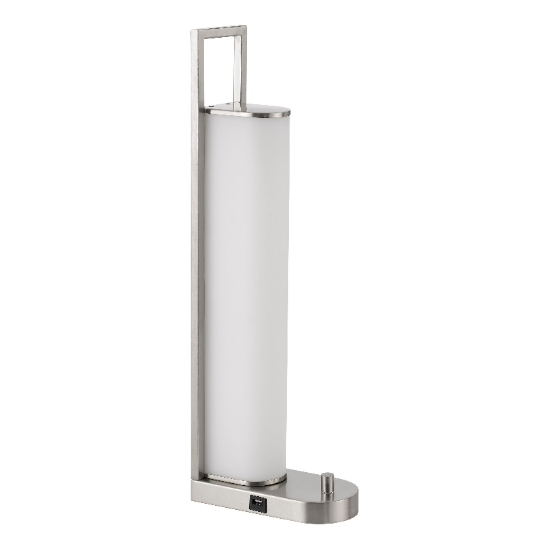 Mora Table Lamp- 2 USB Ports- Dimmer LED Light- Chrome Steel 23 Inch