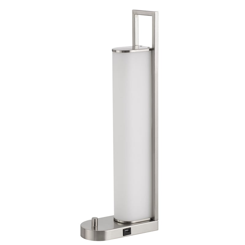 Mora Table Lamp- 2 USB Ports- Dimmer LED Light- Chrome Steel 23 Inch