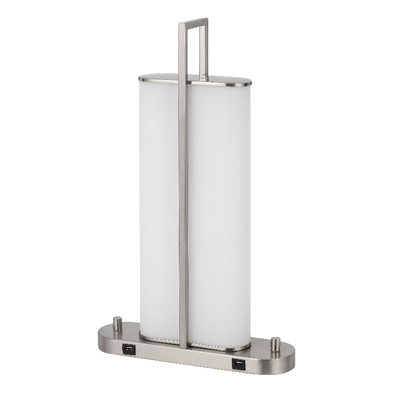 Mora Table Lamp Acrylic Shade- 2 USB- LED Lights- Chrome Steel 23 Inch