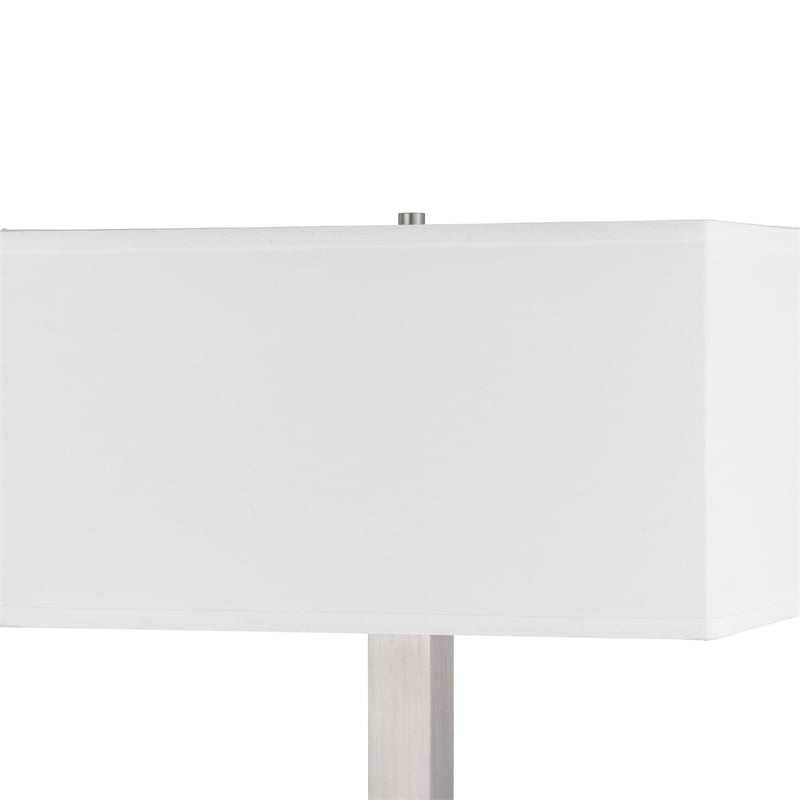 Colm Table Lamp- 2 Ports and 2 Power Outlets- Brushed Steel 21 Inch