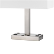 Colm Table Lamp- 2 Ports and 2 Power Outlets- Brushed Steel 21 Inch