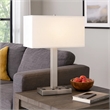 Colm Table Lamp- 2 Ports and 2 Power Outlets- Brushed Steel 21 Inch