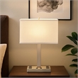Colm Table Lamp- 2 Ports and 2 Power Outlets- Brushed Steel 21 Inch