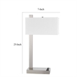 Nacy Table Lamp- 1 Power Outlet and USB Port- Chrome Steel 25 Inch