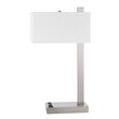 Nacy Table Lamp- 1 Power Outlet and USB Port- Chrome Steel 25 Inch