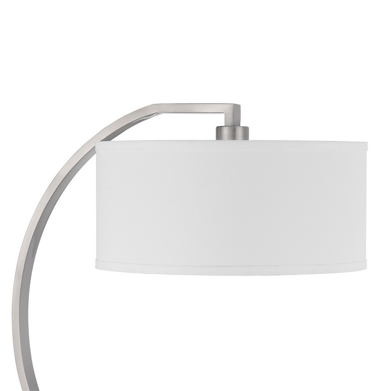 Fory Table Lamp- 2 Outlets- 1 USB Port- Curved Chrome Steel 26 Inch