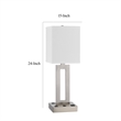 Arny Table Lamp- 1 Outlet- 2 USB- Slim Cutout Steel Base- 24 Inch