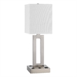 Arny Table Lamp- 1 Outlet- 2 USB- Slim Cutout Steel Base- 24 Inch