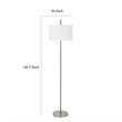 Ano Floor Lamp- Slim Frame- White Drum Shade- Chrome Metal 67 Inch