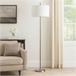 Ano Floor Lamp- Slim Frame- White Drum Shade- Chrome Metal 67 Inch