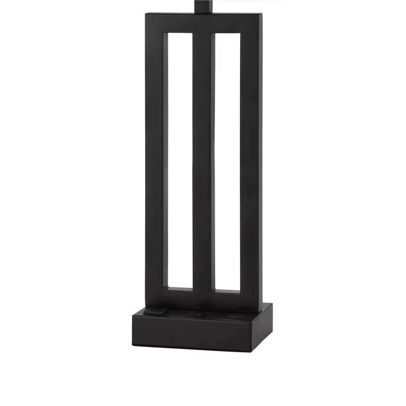 Haney Table Lamp- 1 Outlet- USB Port- Bronze Slim Keyhole Base 30 Inch