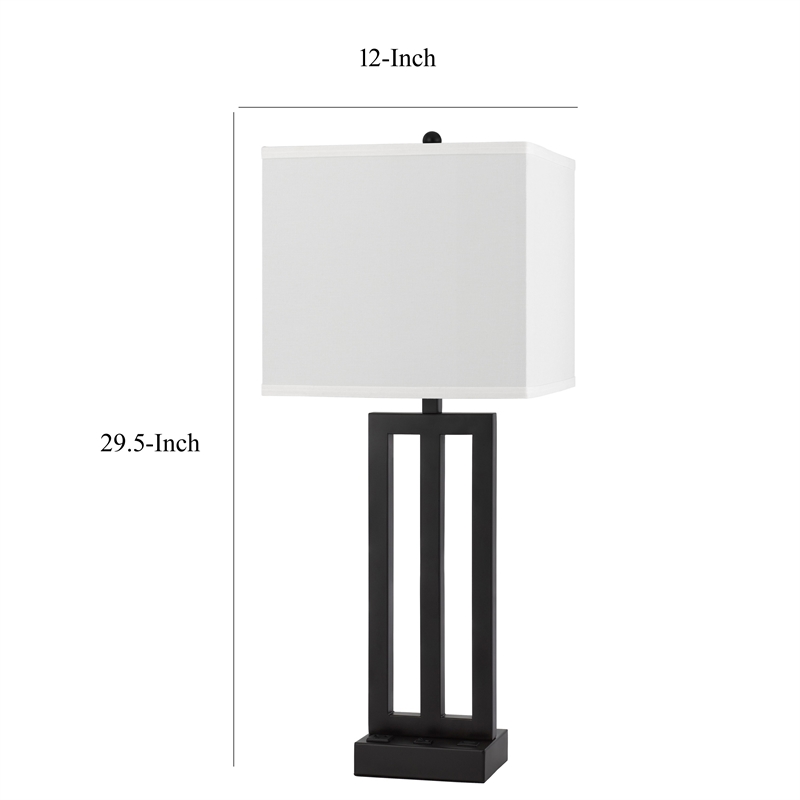 Haney Table Lamp- 1 Outlet- USB Port- Bronze Slim Keyhole Base 30 Inch