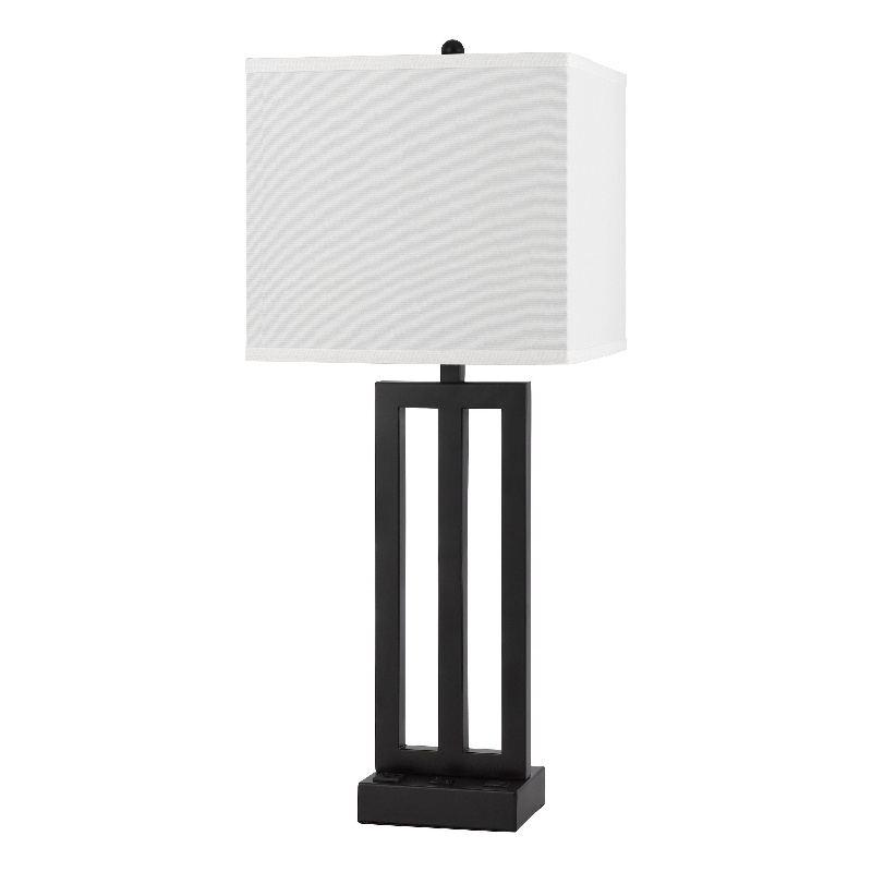 Haney Table Lamp- 1 Outlet- USB Port- Bronze Slim Keyhole Base 30 Inch