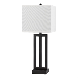 Haney Table Lamp- 1 Outlet- USB Port- Bronze Slim Keyhole Base 30 Inch