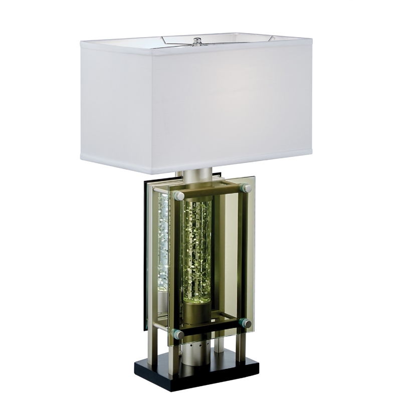 Saba Table Lamp with 3 Bulb- 4 Way Socket Switch- Silver Metal 27 Inch