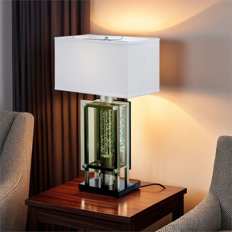 Saba Table Lamp with 3 Bulb- 4 Way Socket Switch- Silver Metal 27 Inch