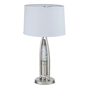 Danie Table Lamp- 4 Way Switch- Clear Glass Tube- Silver Metal 28 Inch