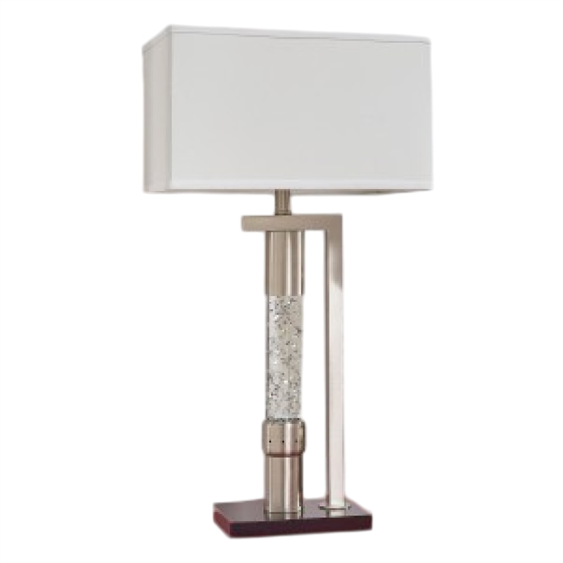 Mandy Table Lamp with Ripple Textured Glass Tube- Silver Metal 29 Inch
