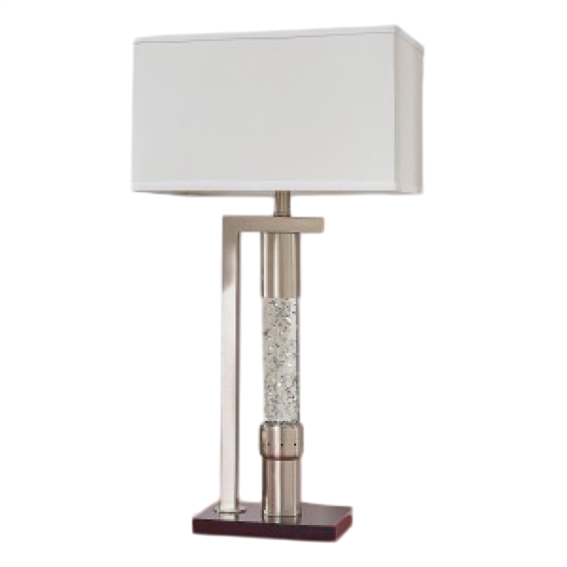 Mandy Table Lamp with Ripple Textured Glass Tube- Silver Metal 29 Inch