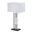 Mandy Table Lamp with Ripple Textured Glass Tube- Silver Metal 29 Inch