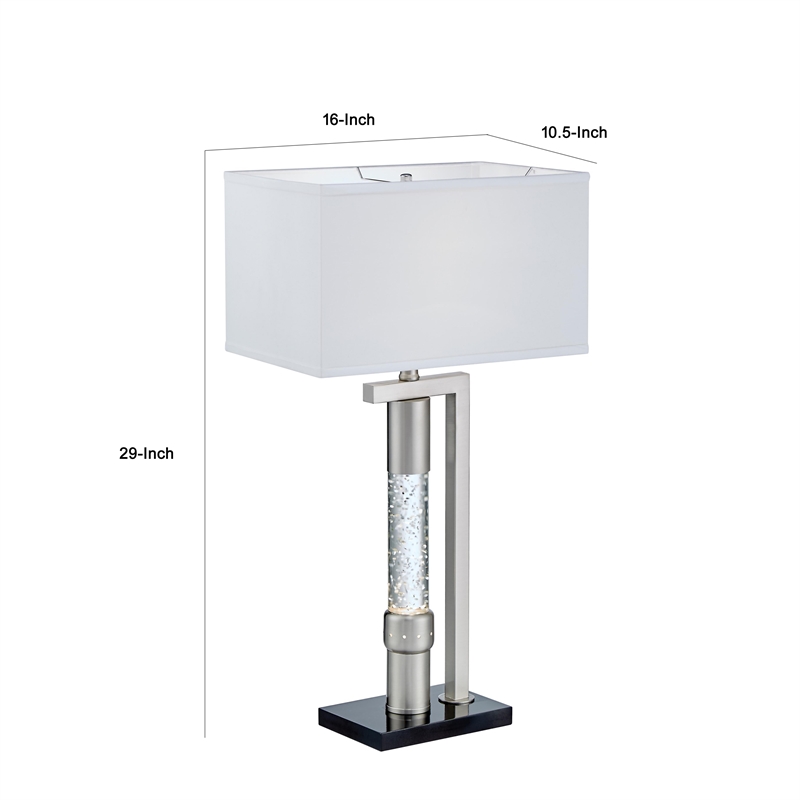 Mandy Table Lamp with Ripple Textured Glass Tube- Silver Metal 29 Inch