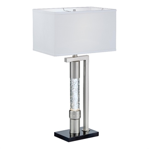 Mandy Table Lamp with Ripple Textured Glass Tube- Silver Metal 29 Inch