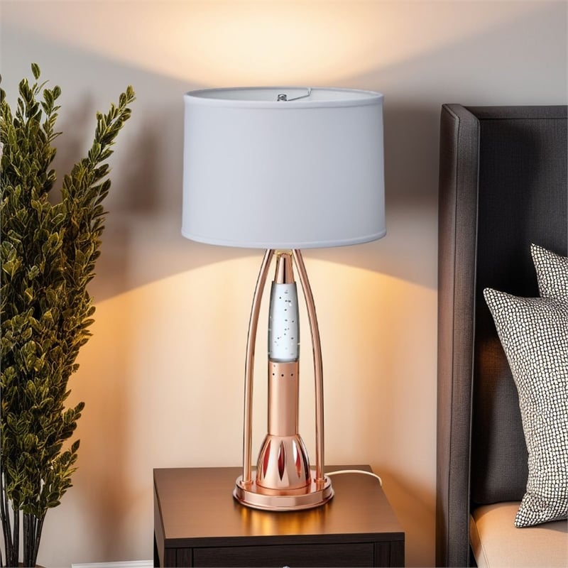 Gerry Table Lamp with 3 Bulb 4 Way Socket Switch- Copper Metal 30 Inch
