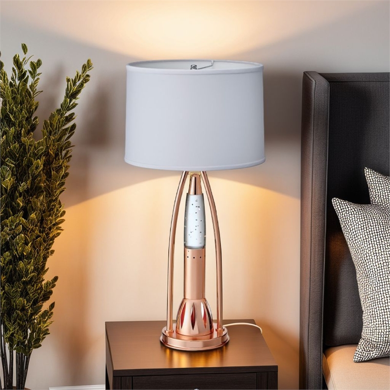 Gerry Table Lamp with 3 Bulb 4 Way Socket Switch- Copper Metal 30 Inch