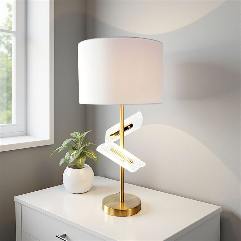 Limy 2pc Table Lamp Set- White Shade- Classic Gold Base- 20 Inch