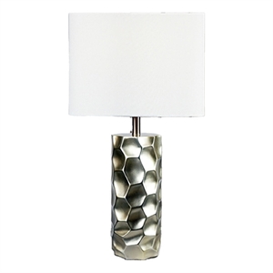 Limy 2pc Table Lamp Set- White Shade- Silver Resin Base- 29 Inch