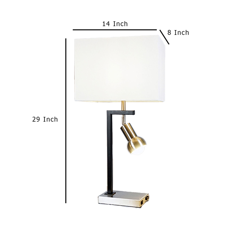 Limy 2pc Table Lamp Set- White Shade- Chrome and Black Frame- 29 Inch
