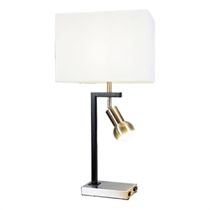 Limy 2pc Table Lamp Set- White Shade- Chrome and Black Frame- 29 Inch