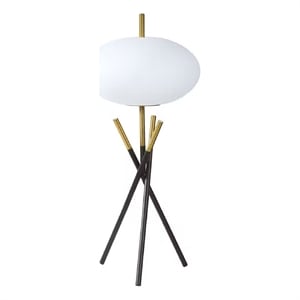 Azy Table Lamp- Frosted White Shade- Tripod Base- Black Gold- 30 Inch