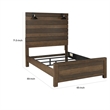 Aco Queen Size Bed- 2 Lampshades- Slatted Headboard- LED Lights- Brown