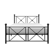 Leu Full Platform Bed- X Panel Accents with Medallion Centers- Black Metal