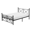 Leu Full Platform Bed- X Panel Accents with Medallion Centers- Black Metal