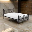 Leu Full Platform Bed- X Panel Accents with Medallion Centers- Black Metal
