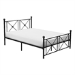 Leu Full Platform Bed- X Panel Accents with Medallion Centers- Black Metal