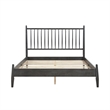 Lika Queen Size Platform Bed- Vertical Slatted Headboard- Gray Finish