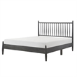 Lika Queen Size Platform Bed- Vertical Slatted Headboard- Gray Finish