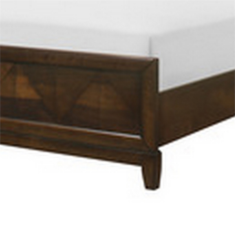 Nibo Queen Size Platform Bed- Modern Rustic- Walnut Brown Solid Wood