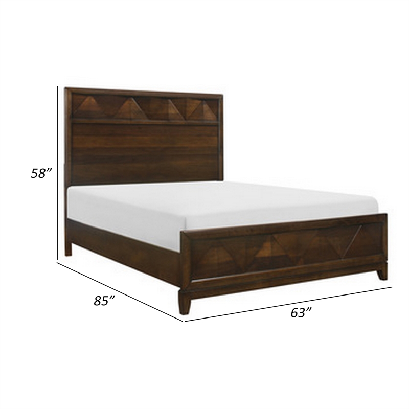 Nibo Queen Size Platform Bed- Modern Rustic- Walnut Brown Solid Wood